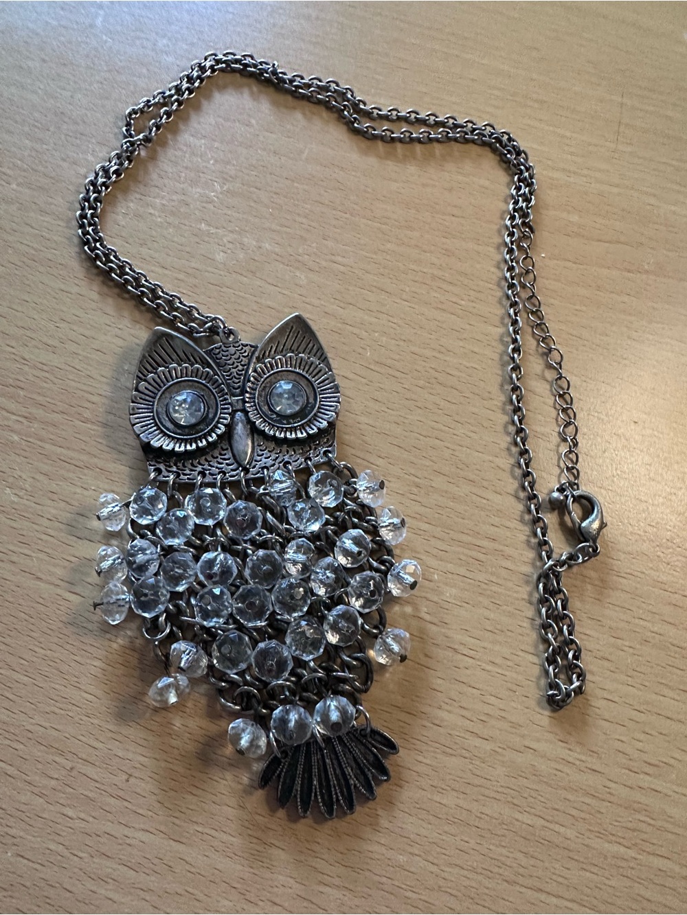Vintage Owl Necklace Bronze Toned 30 inch chain